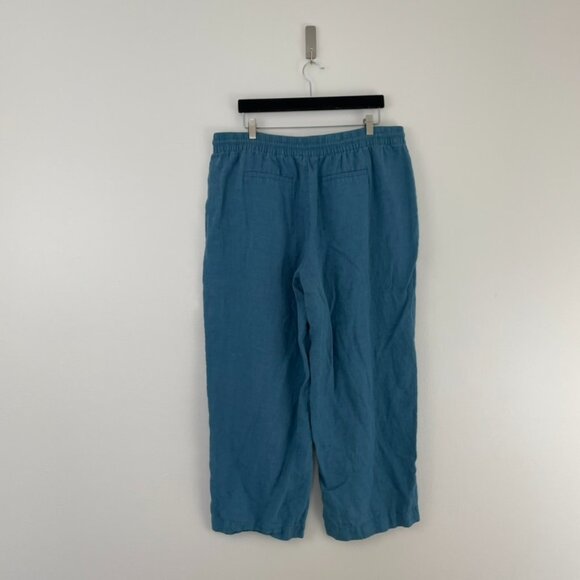 Athleta Retreat Linen High Rise Wide Leg Pants Borealis Green Size 18 - Picture 2 of 7